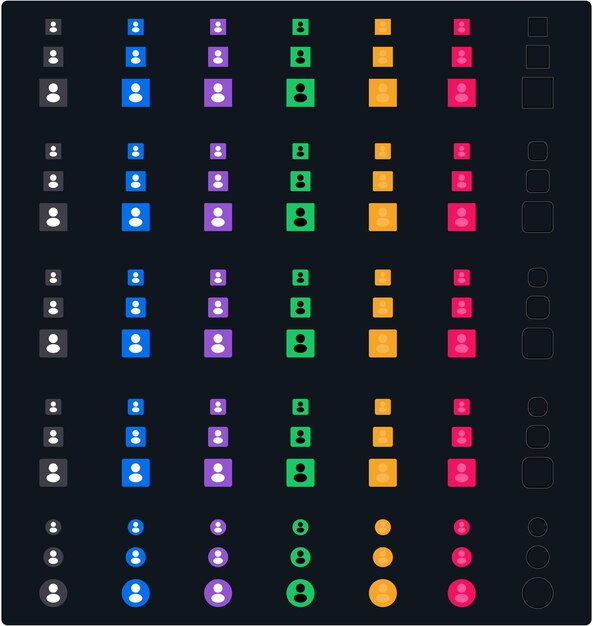 Conjunto de iconos de avatares coloridos