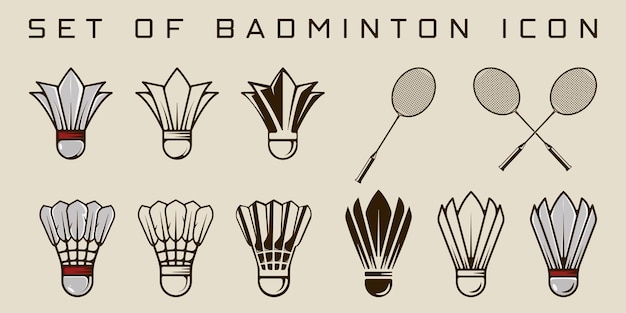 conjunto de iconos de bádminton plantilla de ilustración vectorial diseño gráfico paquete colección de varios deportes lanzadera signo o símbolo para torneo o concepto de academia de club