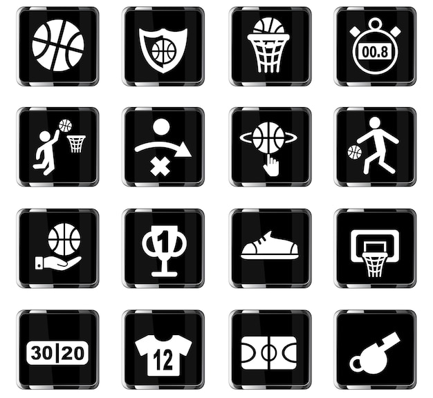 Conjunto de iconos de baloncesto iconos web para diseño de interfaz de usuario