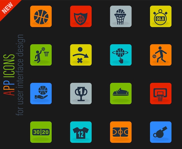 Conjunto de iconos de baloncesto