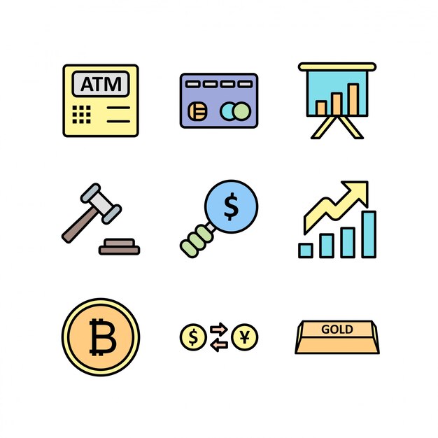 Vector conjunto de iconos de banca