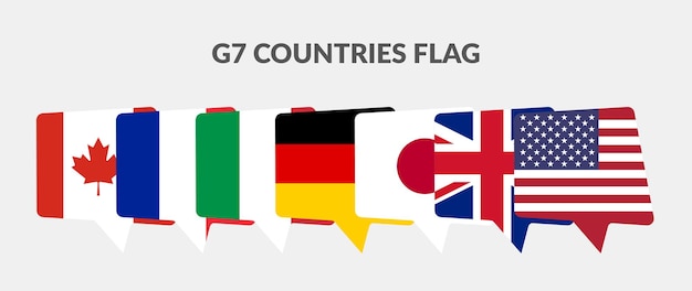 Vector conjunto de iconos de bandera de chat del grupo de los siete países del g7