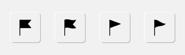 Conjunto de iconos de bandera Icono de bandera ondeante en glifo Icono de marcador de bandera negra Icono de banderín en glifo