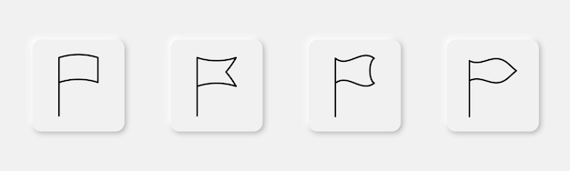 Conjunto de iconos de bandera Iconos de línea de bandera Agitando la línea de bandera Colección de íconos de bandera Ilustración vectorial de trazo editable