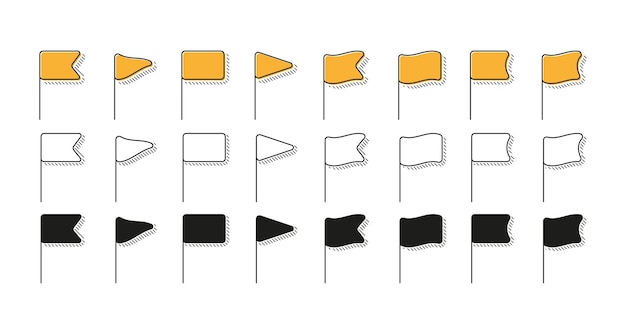 Conjunto de iconos de bandera planos e ilustraciones en color