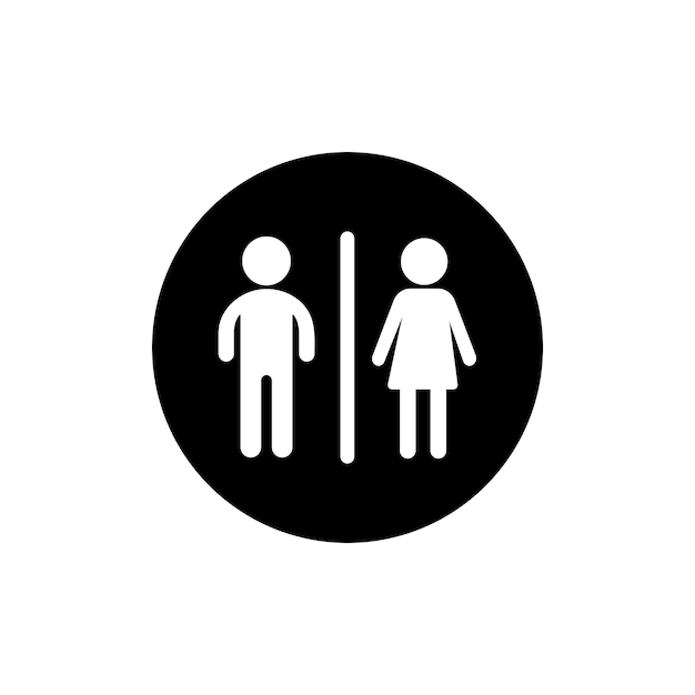 Conjunto de iconos de baño Símbolo vectorial de baño masculino femenino en un estilo de baño lleno y delineado en negro Señal de guía de baño