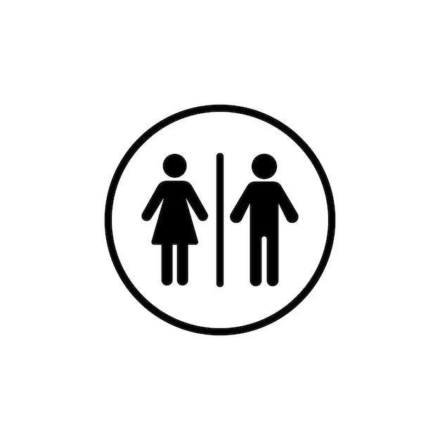 Conjunto de iconos de baño Símbolo vectorial de baño masculino femenino en un estilo de baño lleno y delineado en negro Señal de guía de baño