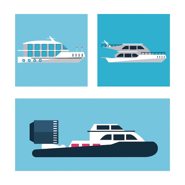 Vector conjunto de iconos de barcos