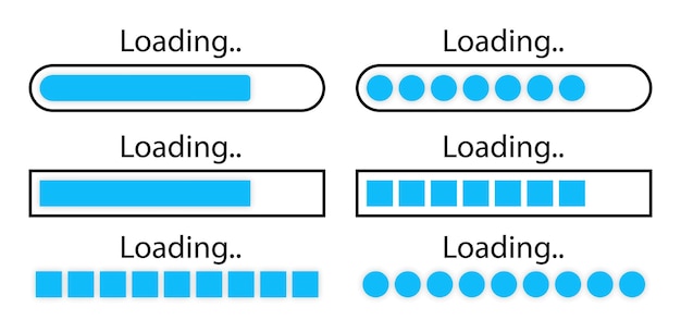 Conjunto de iconos de barra de carga de progreso de mobilevector