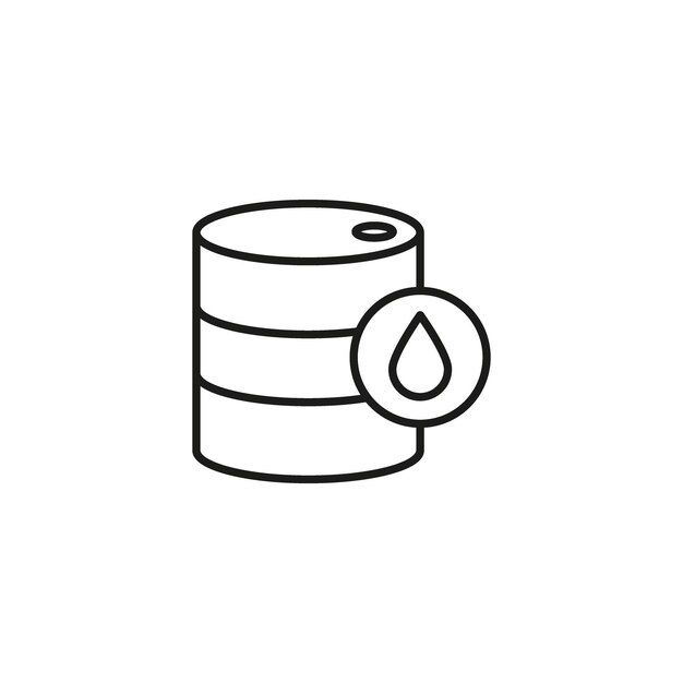 Conjunto de iconos de barriles de combustible Símbolo vectorial del tanque del tambor de petróleo en un estilo de gasolina y gas lleno y delineado en negro