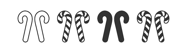 Conjunto de iconos de bastón de caramelo de Navidad, diseño de ilustraciones vectoriales