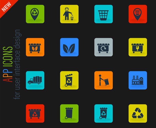 Conjunto de iconos de basura