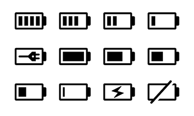un conjunto de iconos para una batería batería y batería