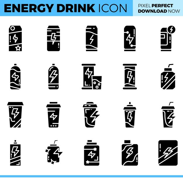 Vector conjunto de iconos de bebida energética vectorial