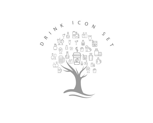 Conjunto de iconos de bebidas agua refresco jugo batido de leche sobre fondo blanco Vector Premium