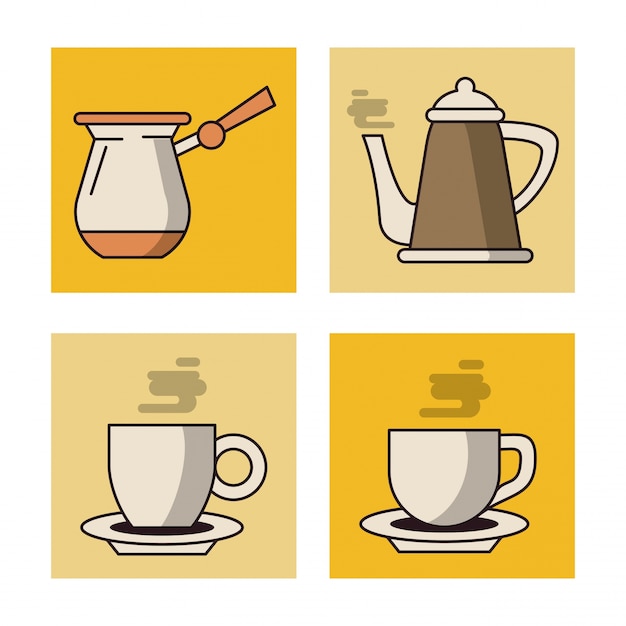 Conjunto de iconos de bebidas de café