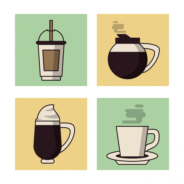 Conjunto de iconos de bebidas de café