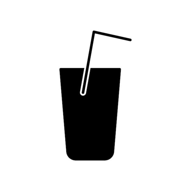 Conjunto de iconos de bebidas símbolo vectorial de bebidas vaso de jugo frío con signo de paja refresco icono de bebida gaseosa en estilo negro lleno y delineado