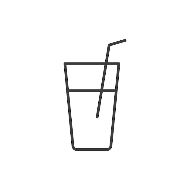 Conjunto de iconos de bebidas símbolo vectorial de bebidas vaso de jugo frío con signo de paja refresco icono de bebida gaseosa en estilo negro lleno y delineado