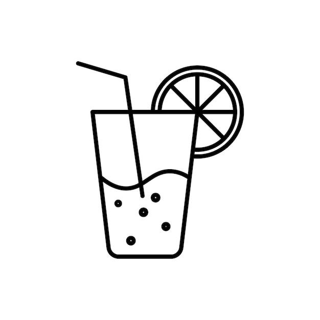 Conjunto de iconos de bebidas símbolo vectorial de bebidas vaso de jugo frío con signo de paja refresco icono de bebida gaseosa en estilo negro lleno y delineado