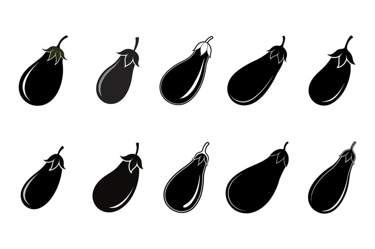 Conjunto de iconos de berenjena