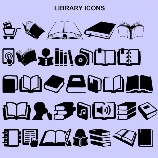 Vector conjunto de iconos de biblioteca vectorial