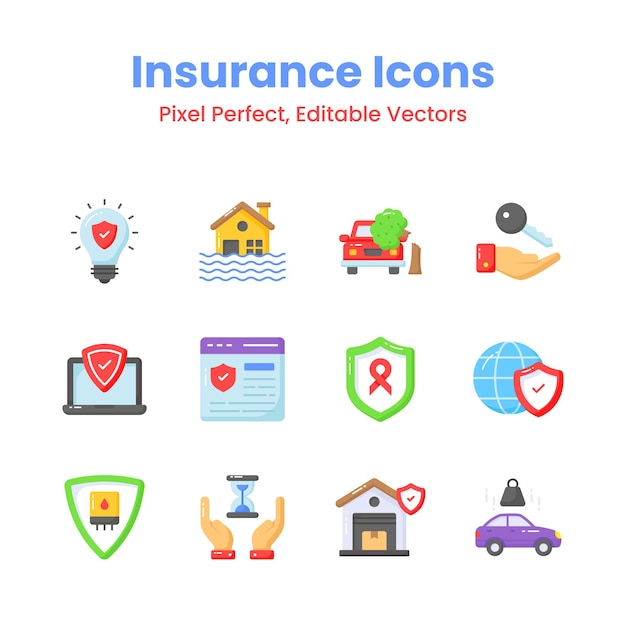 Un conjunto de iconos bien diseñados de seguros listos para usar en su próximo proyecto de descarga