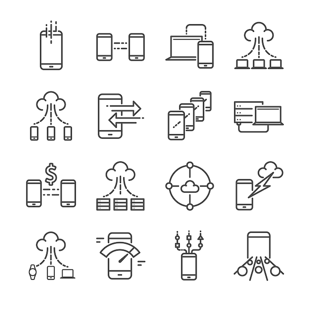 Vector conjunto de iconos de big data.