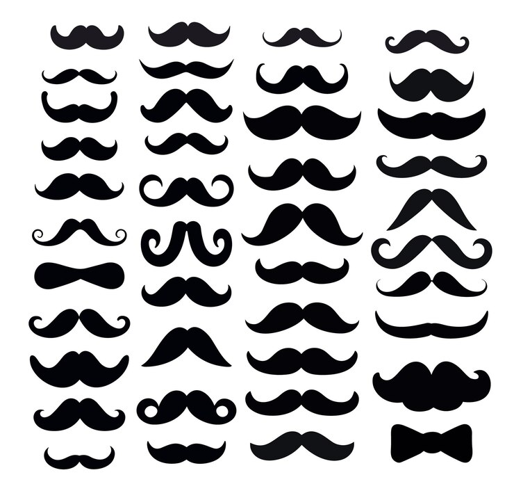 Vector conjunto de iconos de bigote monocromo vector libre