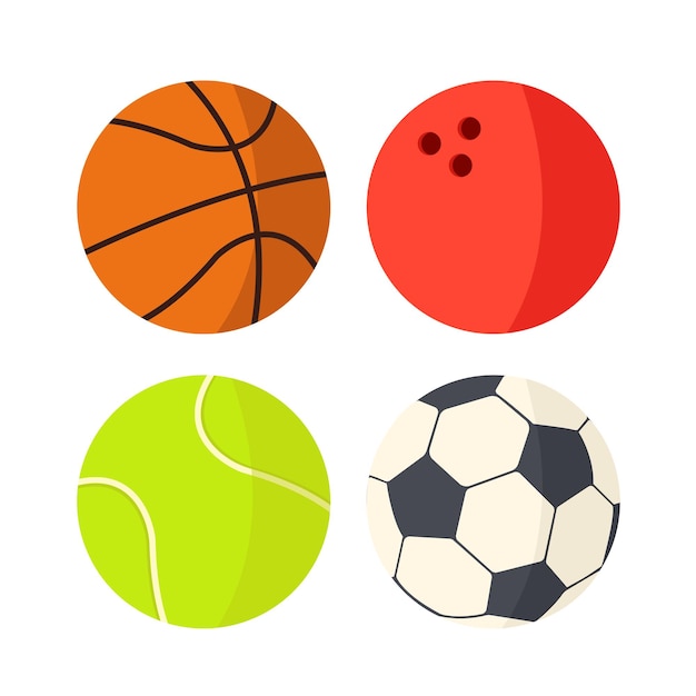 Conjunto de iconos de bolas deportivas Baloncesto tenis bolos fútbol Ilustración vectorial