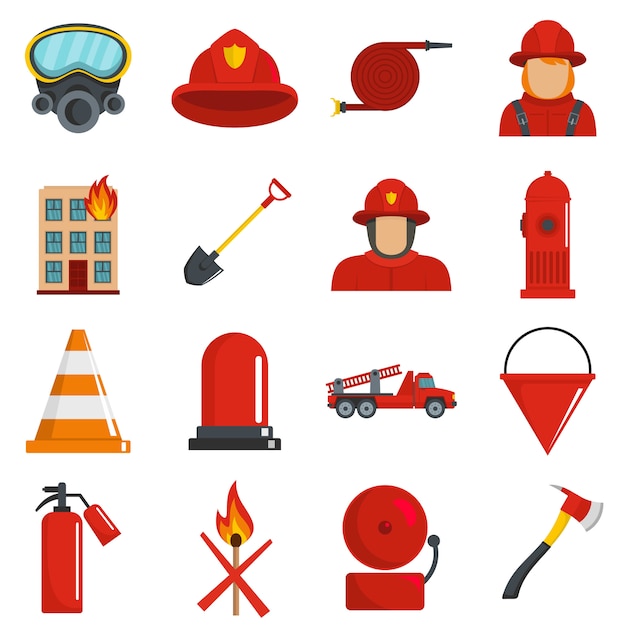 Vector conjunto de iconos de bombero vector aislado