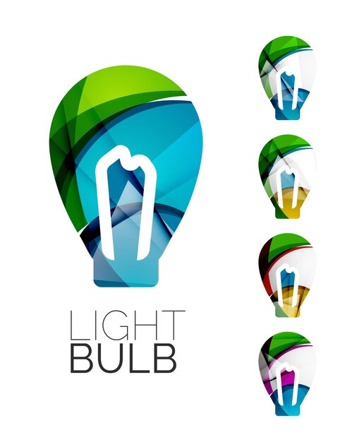 Conjunto de iconos de bombilla de luz abstracta conceptos de idea de logotipo de negocio limpio diseño geométrico moderno