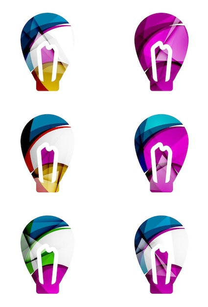 Conjunto de iconos de bombilla de luz abstracta conceptos de idea de logotipo de negocio limpio diseño geométrico moderno