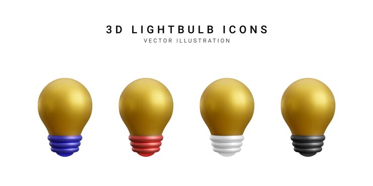 Vector conjunto de iconos de bombilla realista 3d aislado sobre fondo blanco ilustración vectorial