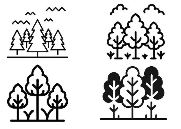 Conjunto de iconos de bosque