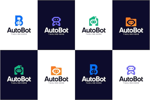 Conjunto de íconos de bot diseño de logotipo moderno simple