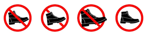 Conjunto de iconos de botas Ban aislado en blanco