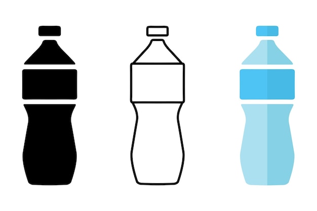 Conjunto de iconos de botellas de plástico Ilustración de botella de agua azul Símbolo de bebida embotellada