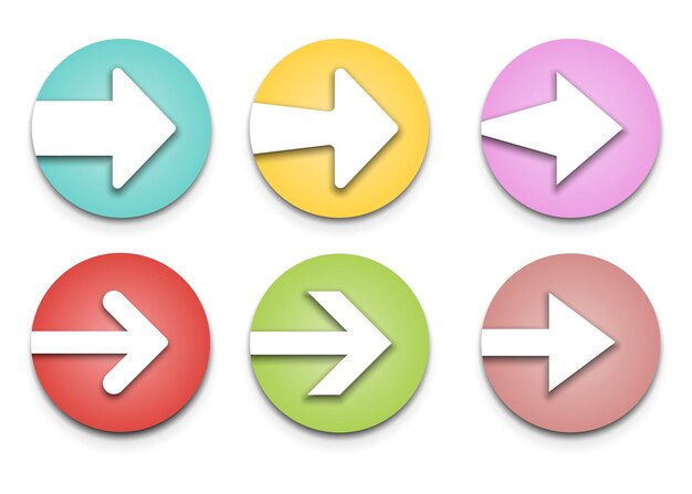Conjunto de iconos de botón de flecha Iconos de flecha en el botón circular Ilustración vectorial
