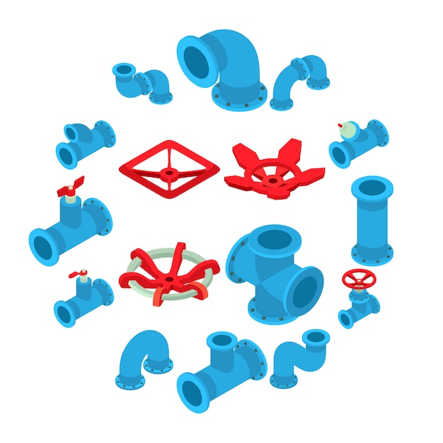 Conjunto de iconos de botón de impresión 3d, estilo isométrico