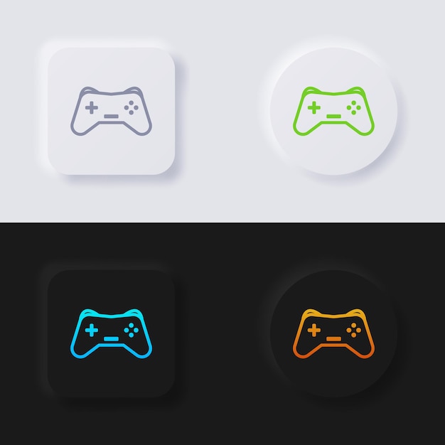 Conjunto de iconos de botón de joystick Botón de neumorfismo multicolor Diseño de interfaz de usuario suave para diseño web Interfaz de usuario de aplicación y más Vector de botón