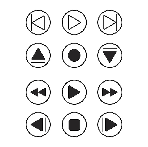 Conjunto de iconos de botón de reproducción de video