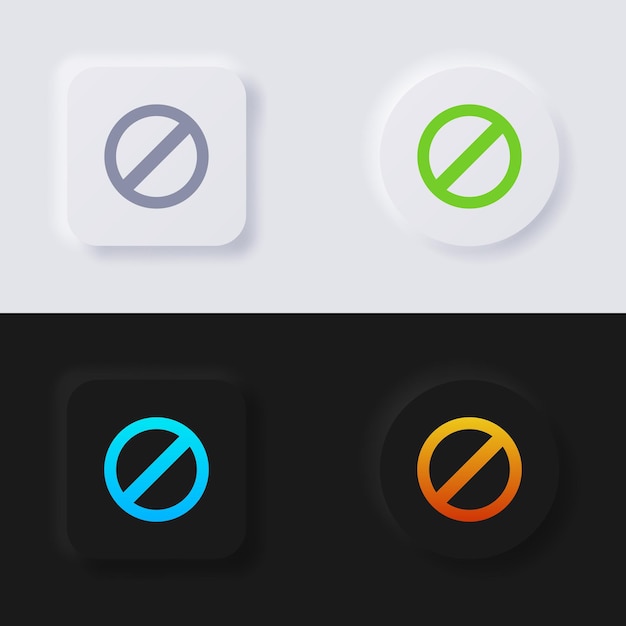 Conjunto de iconos de botón de símbolo prohibido botón de neumorfismo multicolor diseño de interfaz de usuario suave para diseño web interfaz de usuario de aplicación y más vector de botón