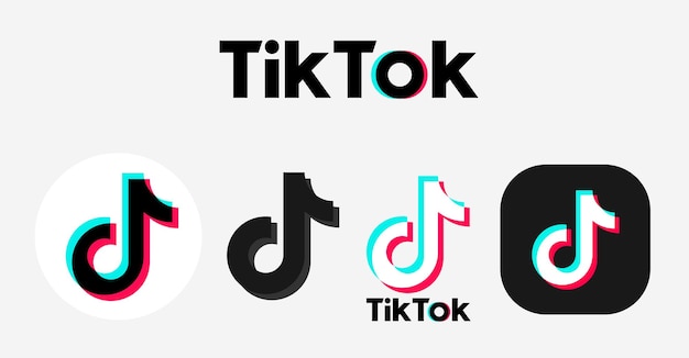 Conjunto de iconos y botones de Tik tok Vector