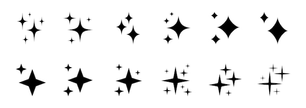 Conjunto de iconos brillantes Colección de estrellas brillantes Iconos de estrellas brillantes