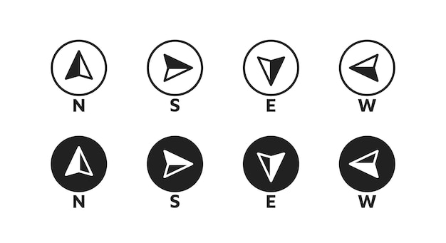Conjunto de iconos de brújula con dirección noroeste sureste Vector EPS 10