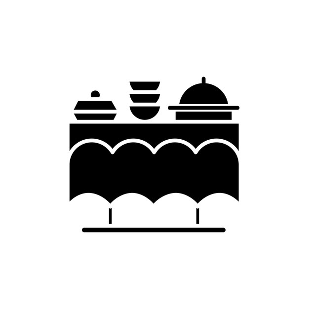Conjunto de iconos de buffet de catering Símbolo vectorial de alimentos cubierto de fiesta de banquete en un estilo de relleno y contorneado en negro Lámara de citering de alimentos de Navidad