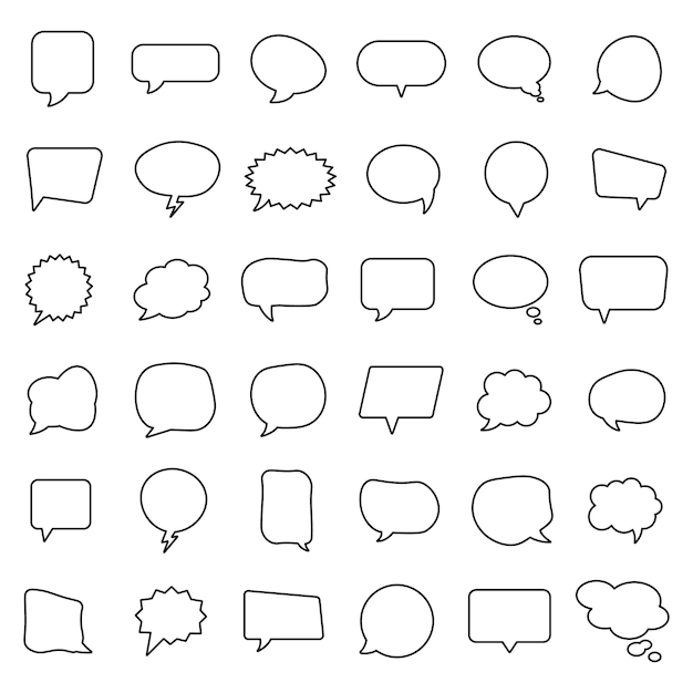 Conjunto de iconos de burbuja de discurso Estilo lineal Ilustración vectorial