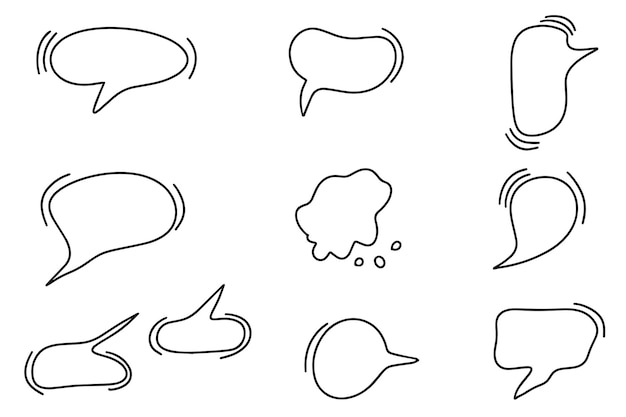 Conjunto de iconos de burbujas de habla Burbujas de conversación con trazo editable