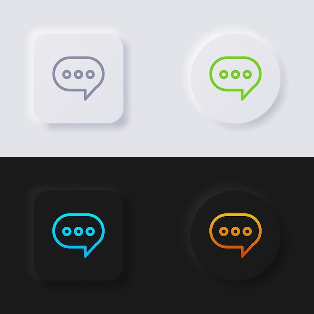 Conjunto de iconos de burbujas de voz Botón de neumorfismo multicolor Diseño de interfaz de usuario suave para diseño web Interfaz de usuario de aplicación y más Vector de botón